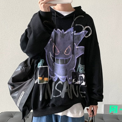 'Insane' Dark Gengar Oversized Cotton Hoodie - Image 6