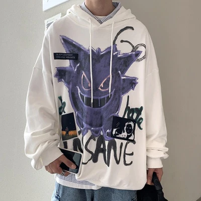 'Insane' Dark Gengar Oversized Cotton Hoodie - Image 8