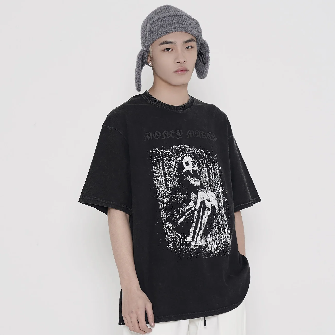 Money Makes Acid Wash Cotton Tee - Image 3