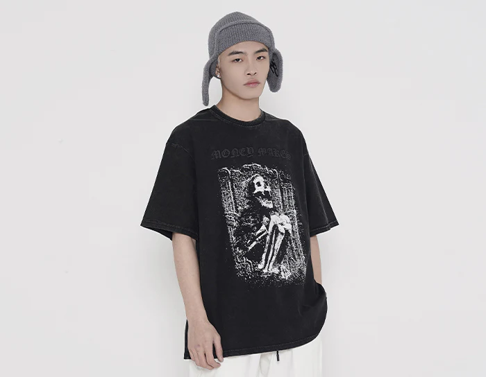 Money Makes Acid Wash Cotton Tee - Image 5